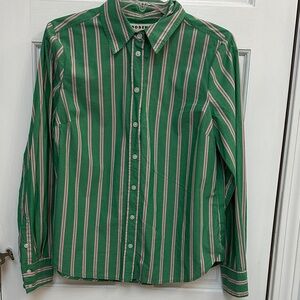 Boden Green and Pink Striped Button Down Shirt